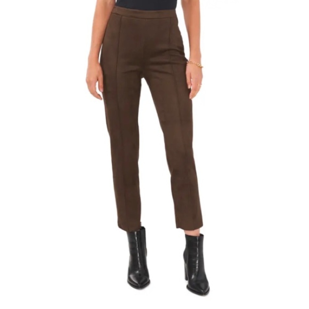 Vince Camuto Brown Faux Suede Pintuck French Roast Pants Size Medium NWT